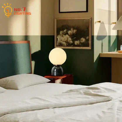 Cream wind marble table lamp bedroom spherical glass light