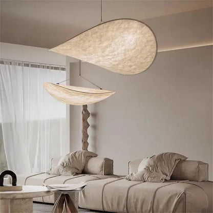 Cream woven teardrop pendant light living room tense lamp