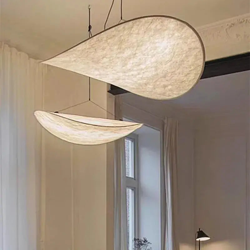 Cream woven teardrop pendant light living room tense lamp