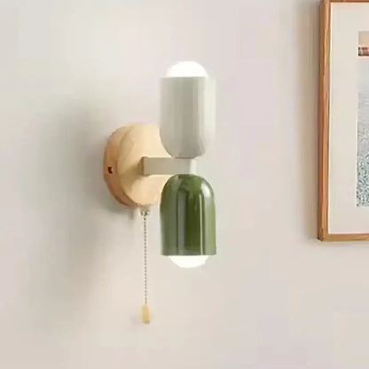 Cream zipper nordic white & olive wall lamp bedroom pull chain light