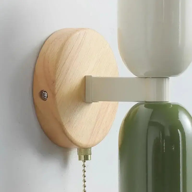 Cream zipper nordic white & olive wall lamp bedroom pull chain light