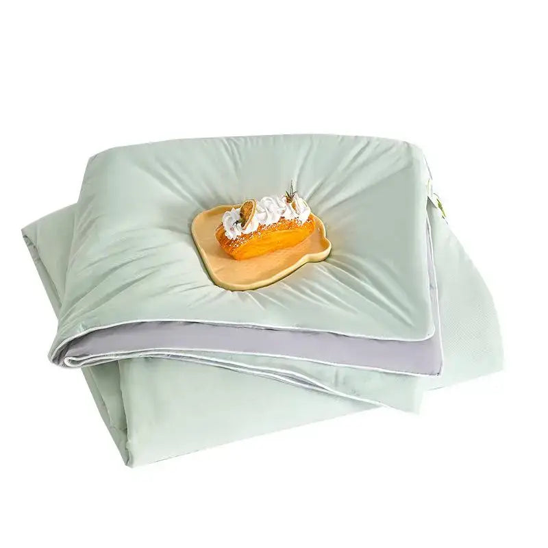 Creamy white & mint green ice cream silk quilt bedroom blanket