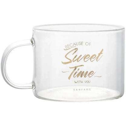 Creative alphabet glass juice cup with gold inscription kitchen mug