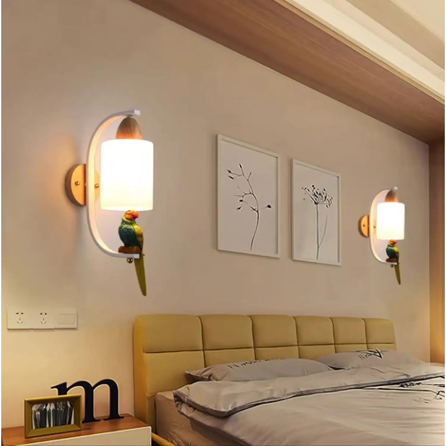 Creative Bird Lamp with Solid Wood Design for Aisle & Living Room