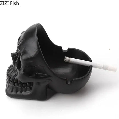 Creative black & off-white skull ashtray living room smoking gift