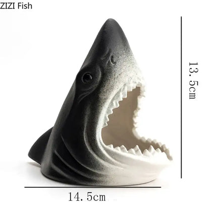 Creative blue & white shark storage ashtray living room decor
