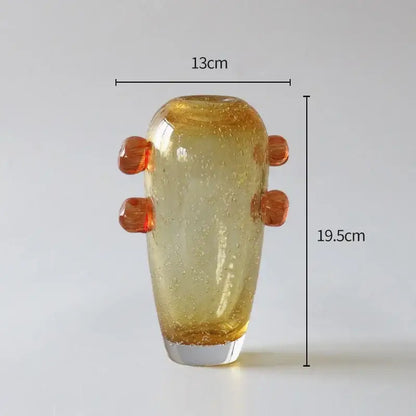 Creative bubble glass vase set blue & amber living room decor