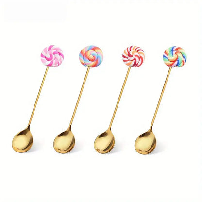 Creative candy donut dessert fork and gold spoon set dining room