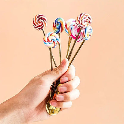 Creative candy donut dessert fork and gold spoon set dining room