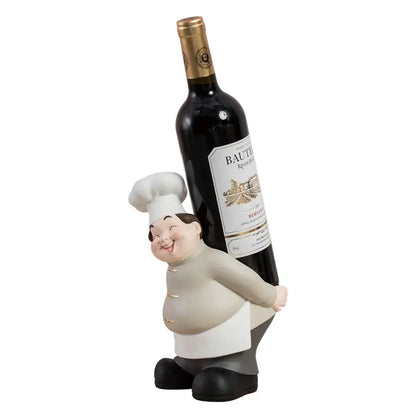 Creative chef wine rack sculpture kitchen decor figurines