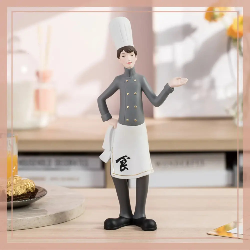 Creative chef wine rack sculpture kitchen decor figurines