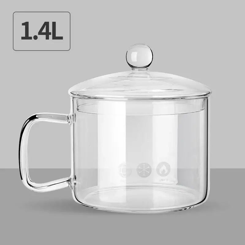 Creative clear glass salad bowl with handle for kitchen and dining room