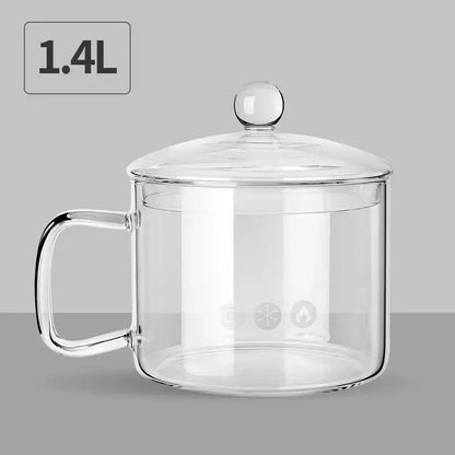 Creative clear glass salad bowl with handle for kitchen and dining room