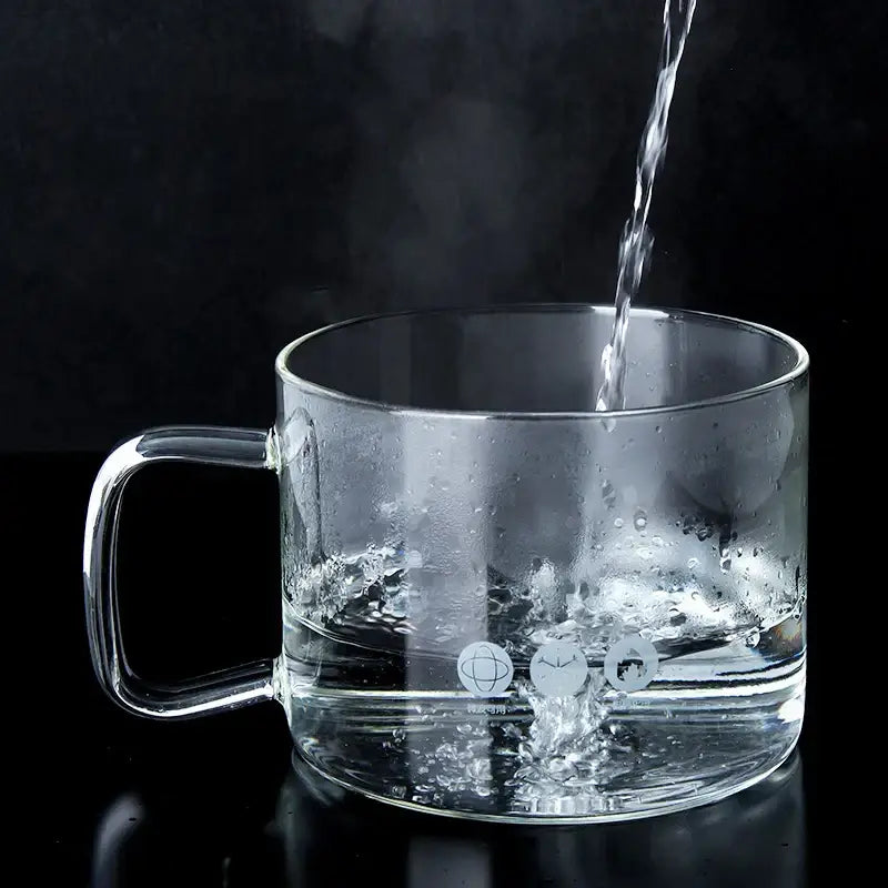 Creative clear glass salad bowl with handle for kitchen and dining room