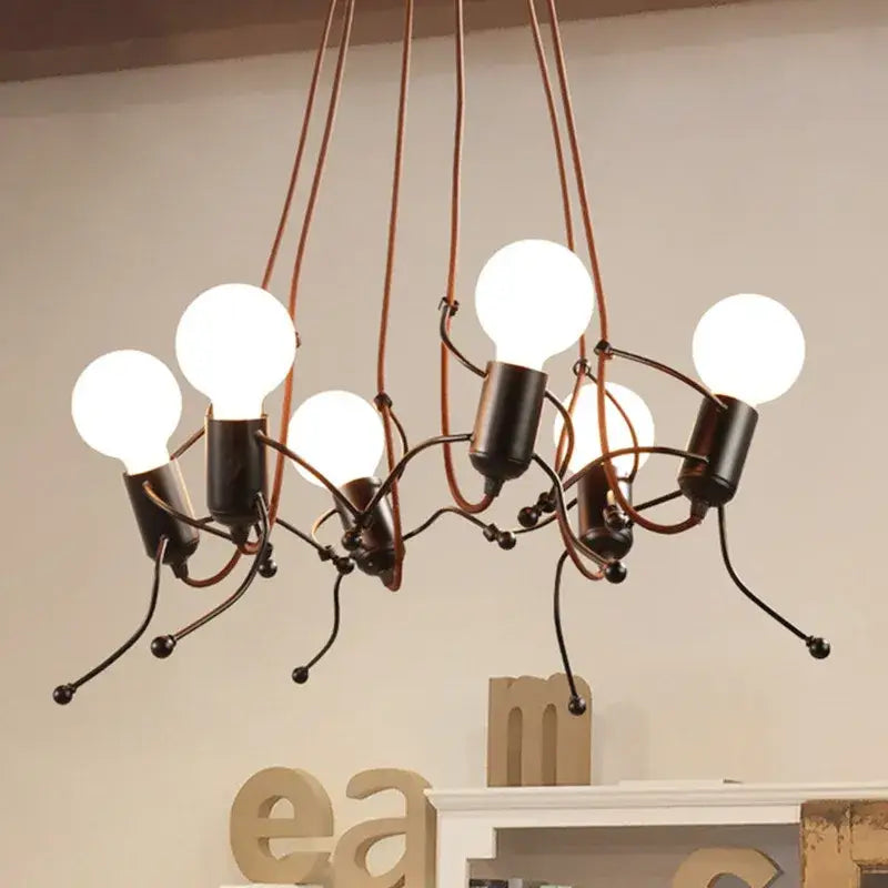Creative copper iron man chandelier for bedroom articulated art light