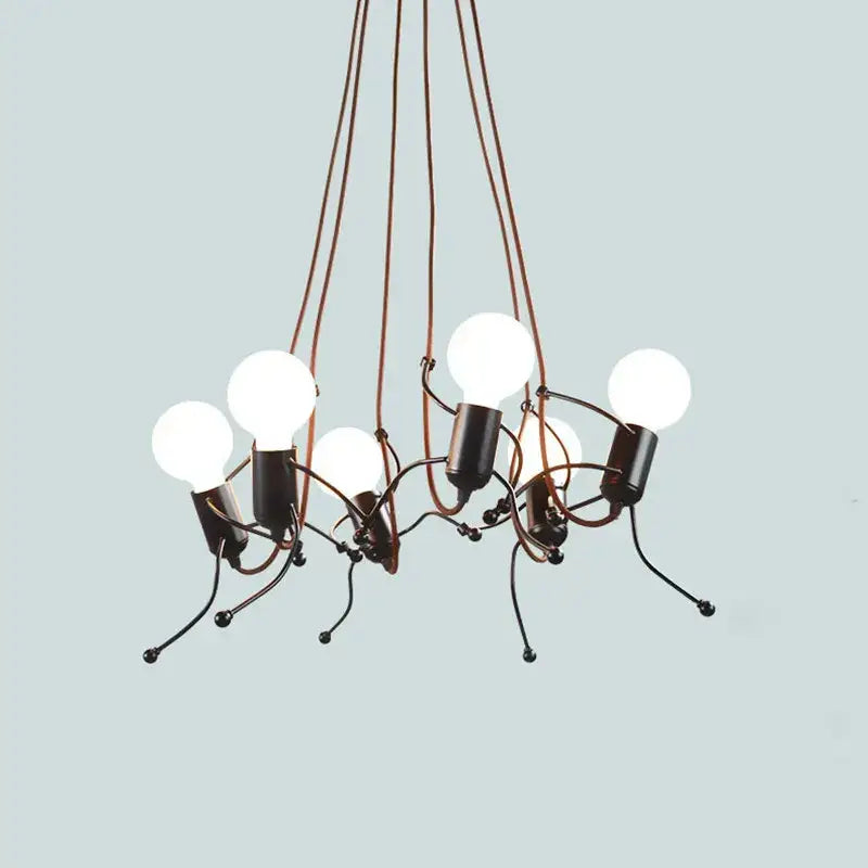 Creative copper iron man chandelier for bedroom articulated art light