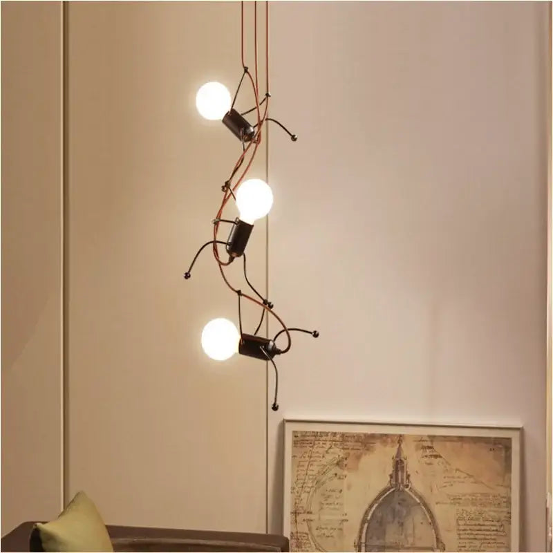 Creative copper iron man chandelier for bedroom articulated art light