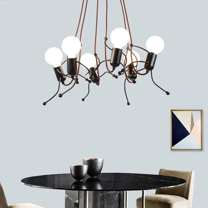 Creative copper iron man chandelier for bedroom articulated art light