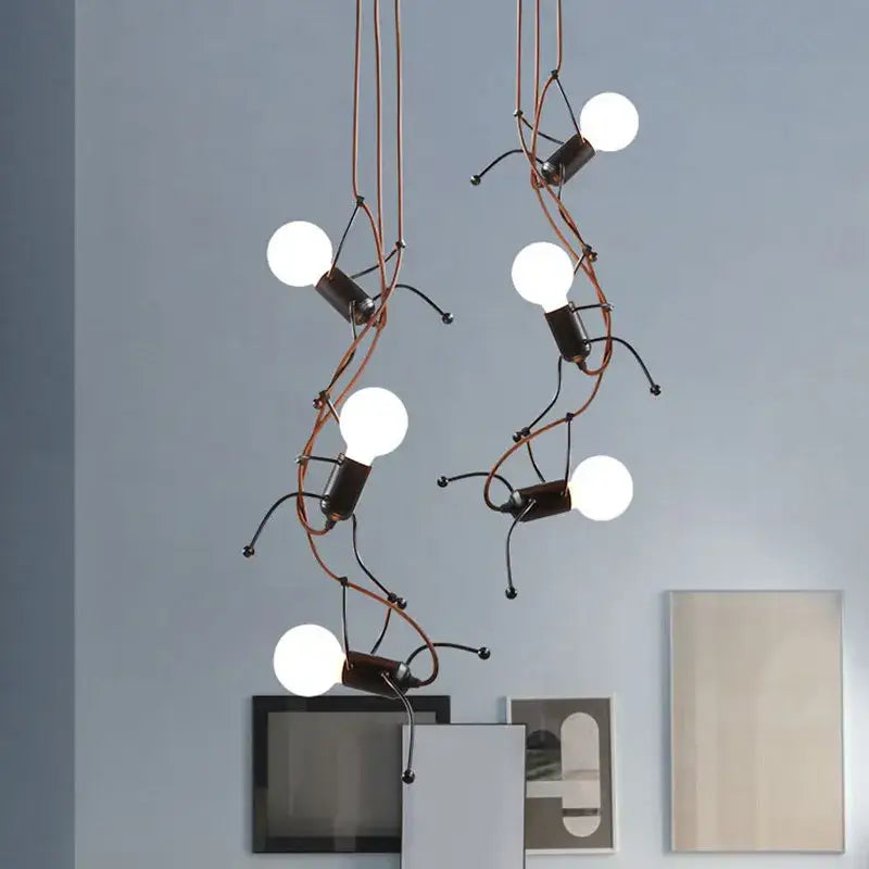 Creative copper iron man chandelier for bedroom articulated art light