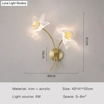 DecorBites™ Creative Floral Decorative Gold LED Wall Lamp For Bedroom Bedside Living Room Lighting Fixture