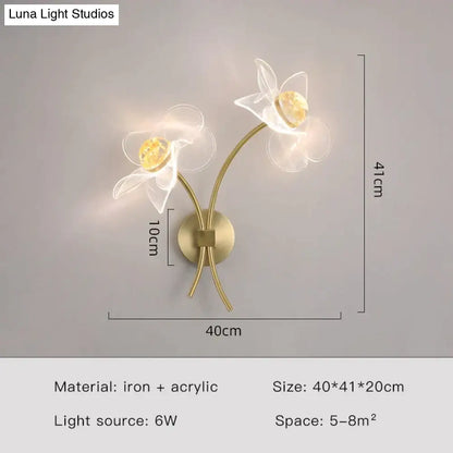 DecorBites™ Creative Floral Decorative Gold LED Wall Lamp For Bedroom Bedside Living Room Lighting Fixture