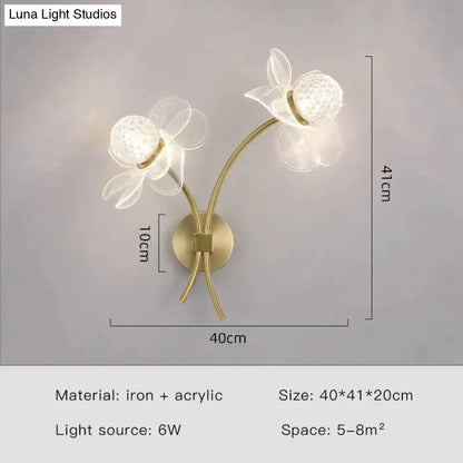 DecorBites™ Creative Floral Decorative Gold LED Wall Lamp For Bedroom Bedside Living Room Lighting Fixture