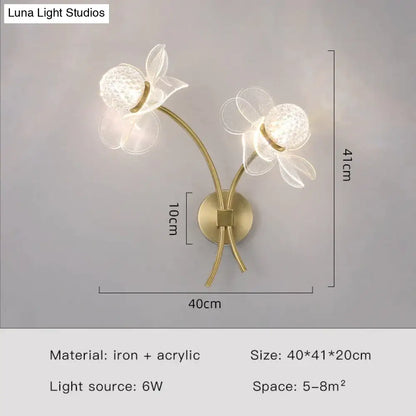DecorBites™ Creative Floral Decorative Gold LED Wall Lamp For Bedroom Bedside Living Room Lighting Fixture