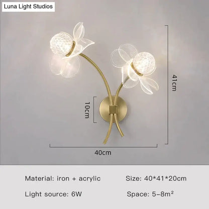 DecorBites™ Creative Floral Decorative Gold LED Wall Lamp For Bedroom Bedside Living Room Lighting Fixture