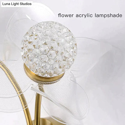 DecorBites™ Creative Floral Decorative Gold LED Wall Lamp For Bedroom Bedside Living Room Lighting Fixture