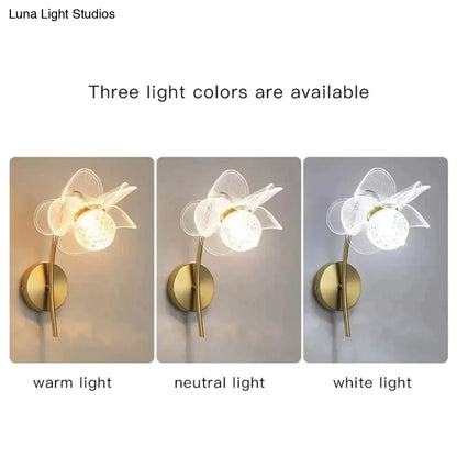 DecorBites™ Creative Floral Decorative Gold LED Wall Lamp For Bedroom Bedside Living Room Lighting Fixture