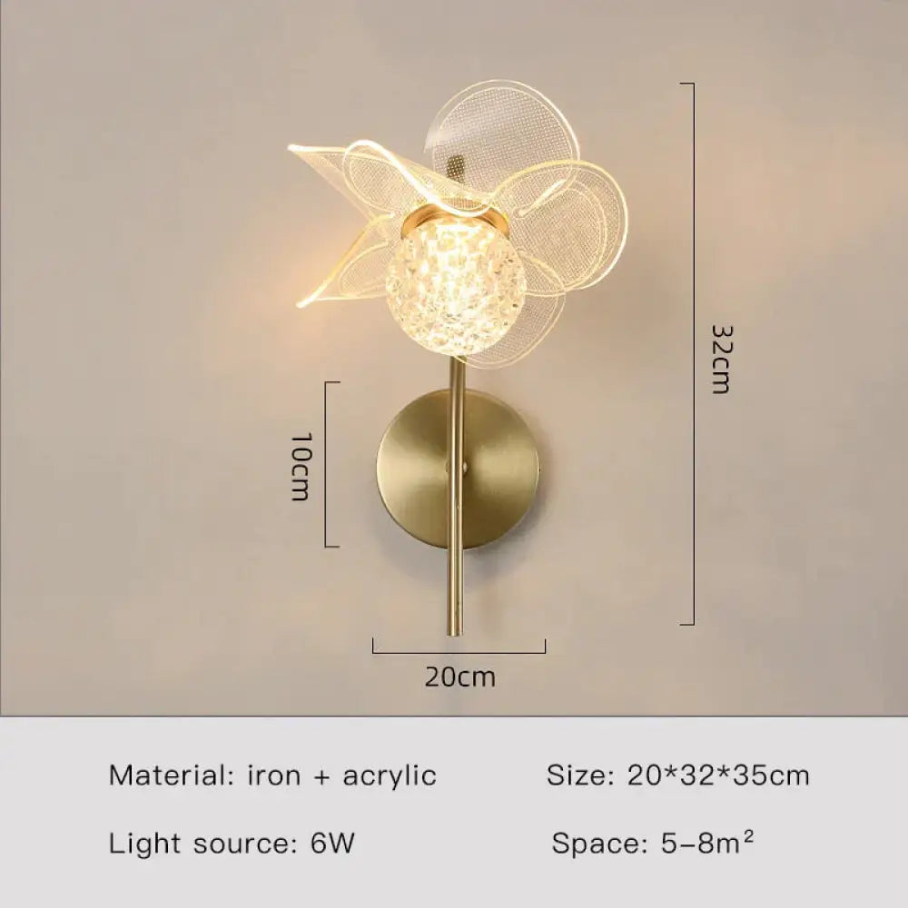 DecorBites™ Creative Floral Decorative Gold LED Wall Lamp For Bedroom Bedside Living Room Lighting Fixture