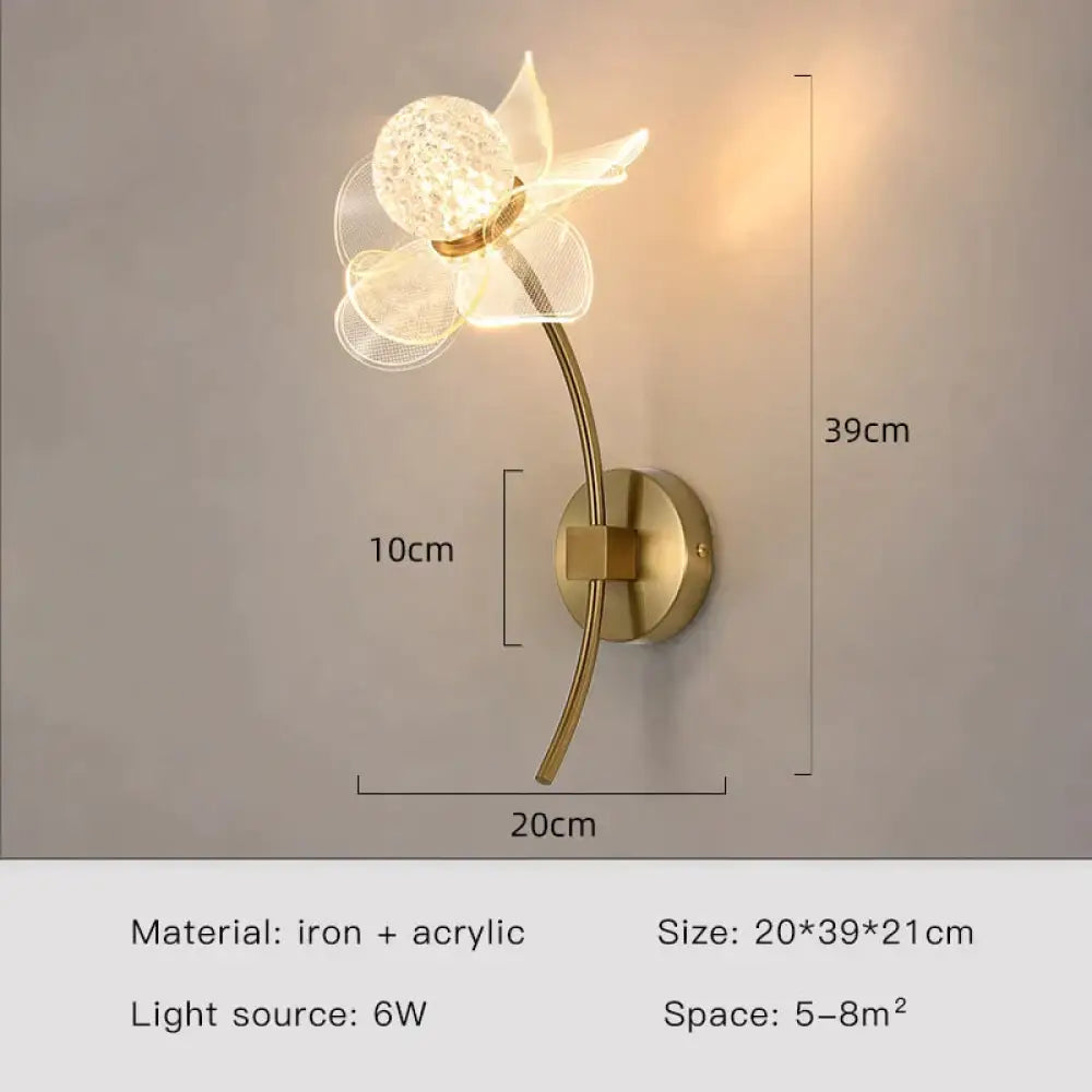 DecorBites™ Creative Floral Decorative Gold LED Wall Lamp For Bedroom Bedside Living Room Lighting Fixture