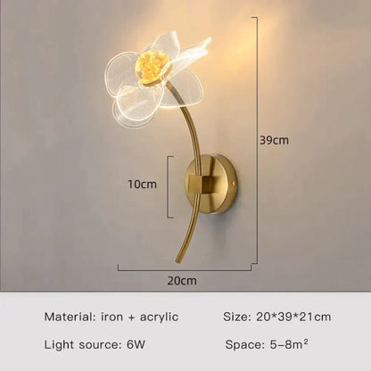 DecorBites™ Creative Floral Decorative Gold LED Wall Lamp For Bedroom Bedside Living Room Lighting Fixture