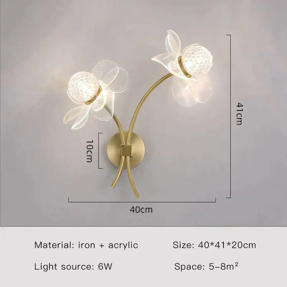 DecorBites™ Creative Floral Decorative Gold LED Wall Lamp For Bedroom Bedside Living Room Lighting Fixture