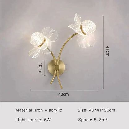 DecorBites™ Creative Floral Decorative Gold LED Wall Lamp For Bedroom Bedside Living Room Lighting Fixture