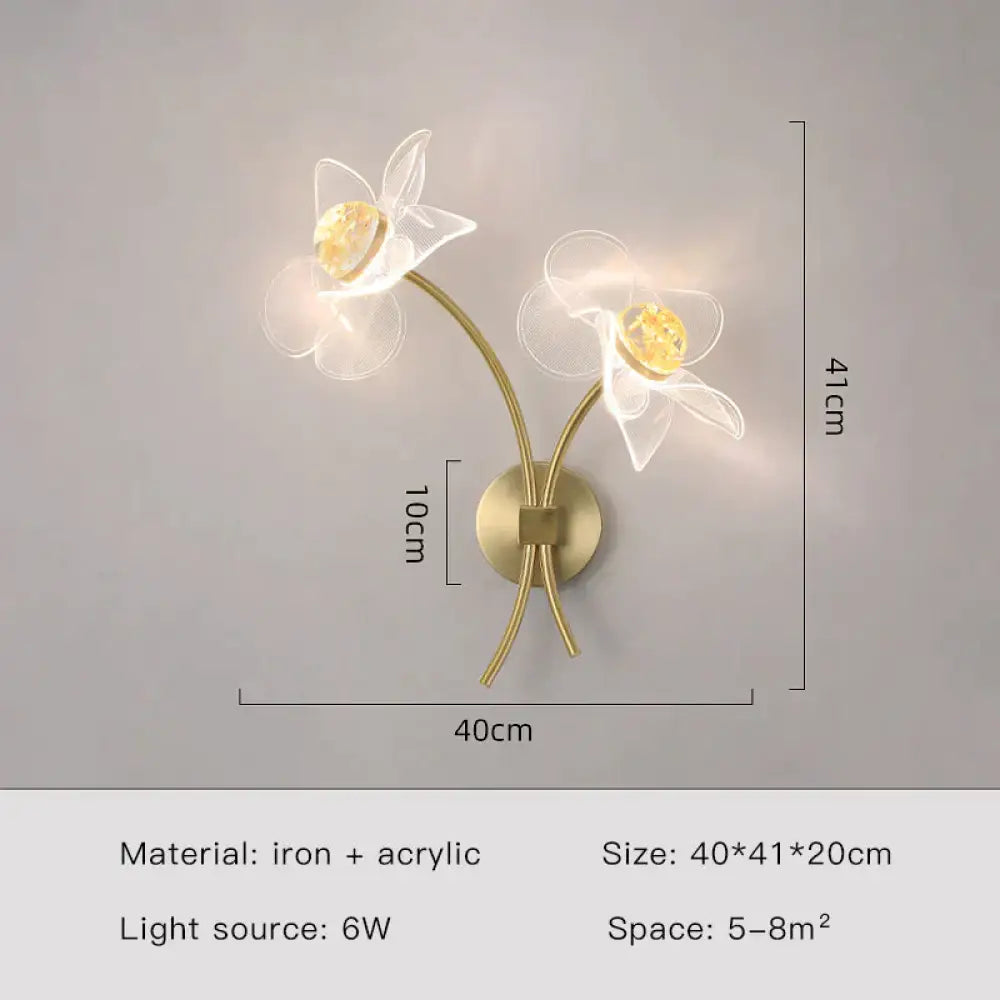DecorBites™ Creative Floral Decorative Gold LED Wall Lamp For Bedroom Bedside Living Room Lighting Fixture