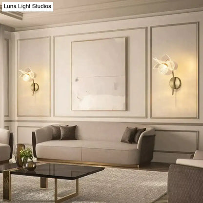 Creative floral decorative gold led wall lamp for bedroom crystal sconce