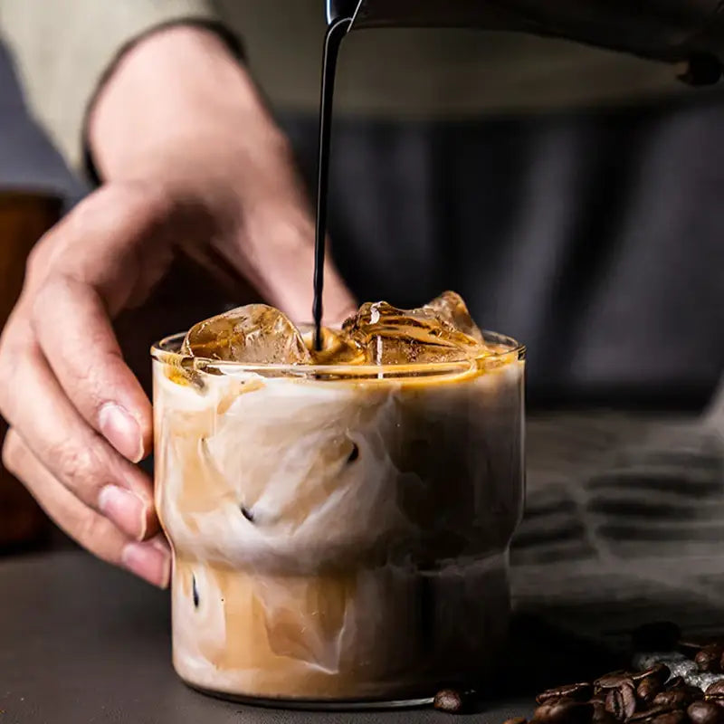 Creative glass coffee smoothie cup kitchen heat resistant drinkware