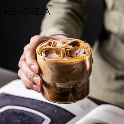 Creative glass coffee smoothie cup kitchen heat resistant drinkware