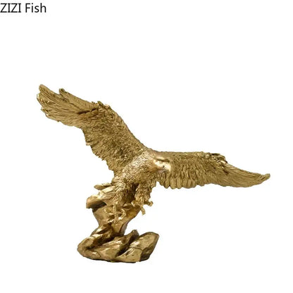 Creative golden flying eagle resin desk decoration office sculpture
