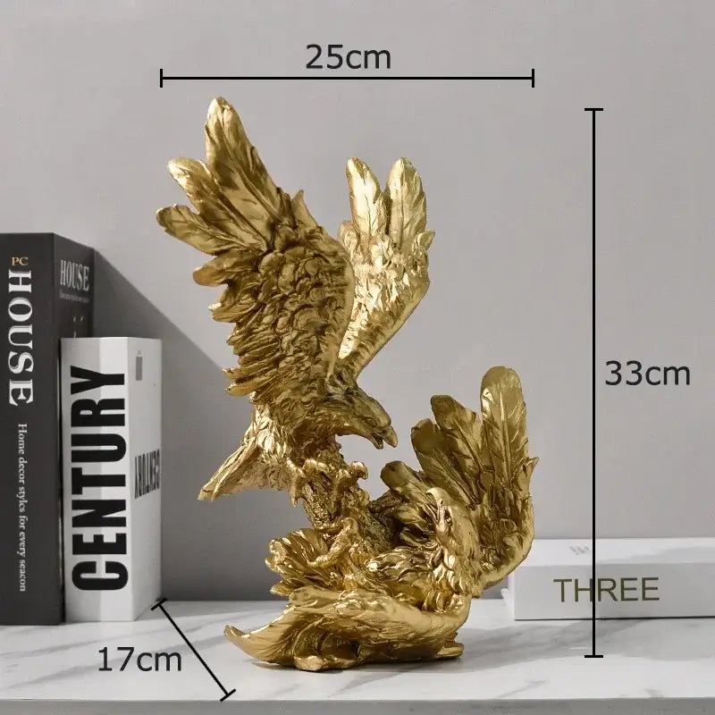 Creative golden flying eagle resin desk decoration office sculpture