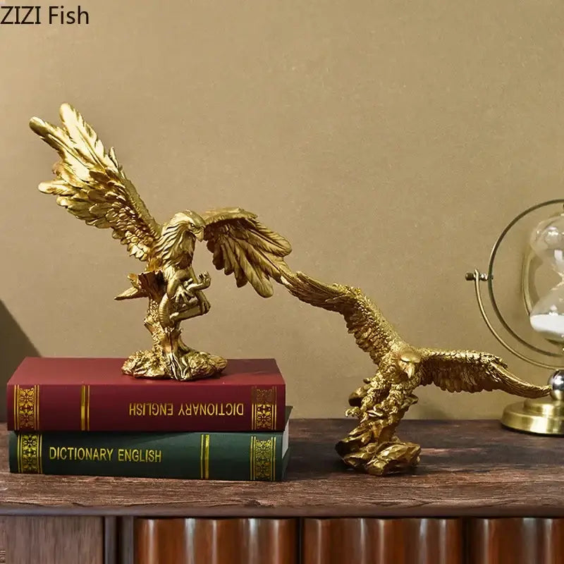 Creative golden flying eagle resin desk decoration office sculpture