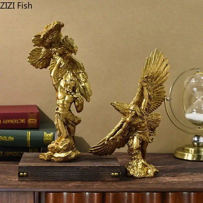 Creative golden flying eagle resin desk decoration office sculpture