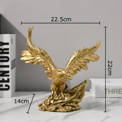 Creative golden flying eagle resin desk decoration office sculpture