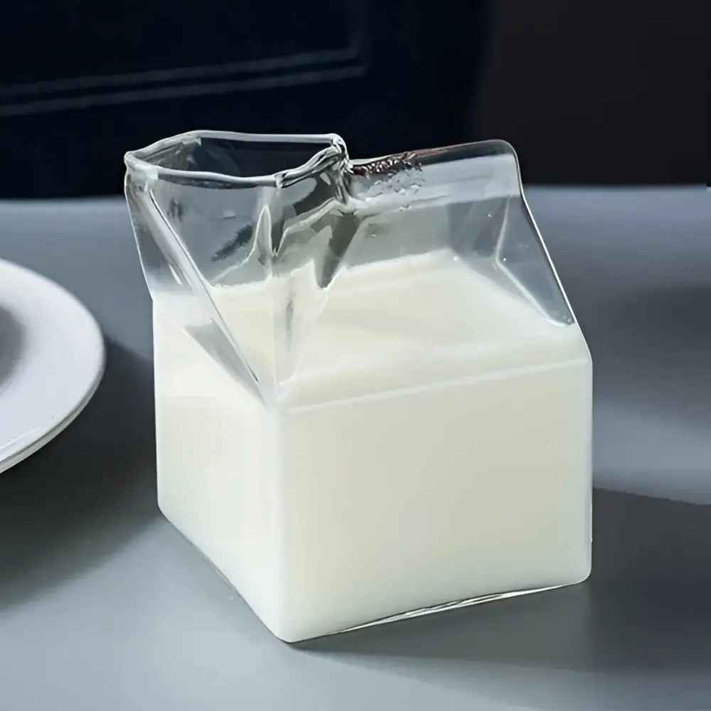 Creative milk box glass cup kitchen drinkware set of 2