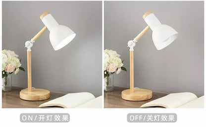 DecorBites™ Creative Nordic Table Lamp Wooden Art LED Turn Head Simple Bedside Desk Light/Eye Protection Reading&Bedroom Study Lamp