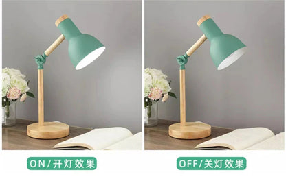 DecorBites™ Creative Nordic Table Lamp Wooden Art LED Turn Head Simple Bedside Desk Light/Eye Protection Reading&Bedroom Study Lamp