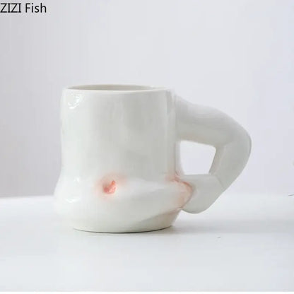 Creative pinch belly ceramic cup with hand handle dining room mug