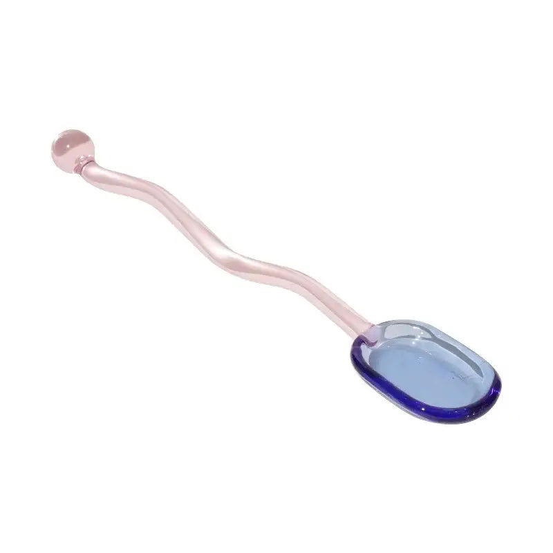 Creative purple & green glass spoon dessert set for kitchen dining