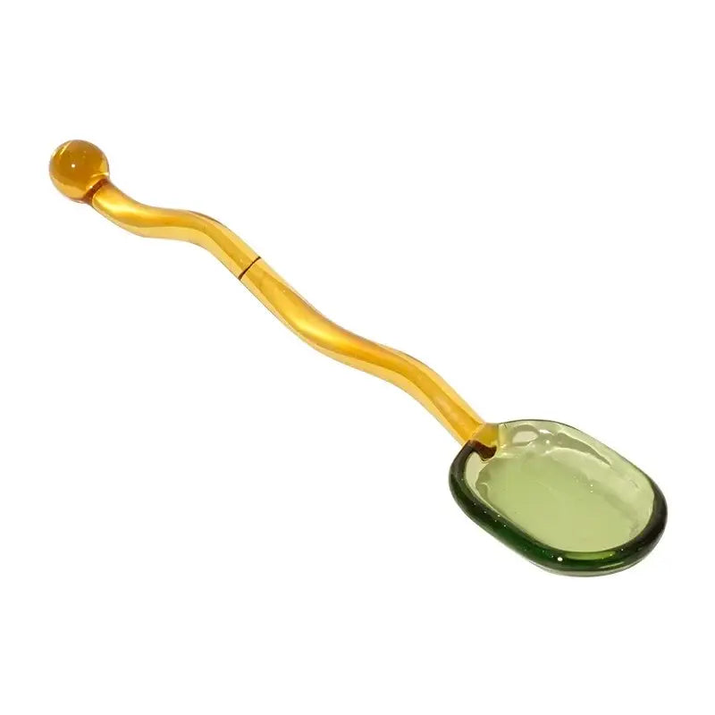 Creative purple & green glass spoon dessert set for kitchen dining